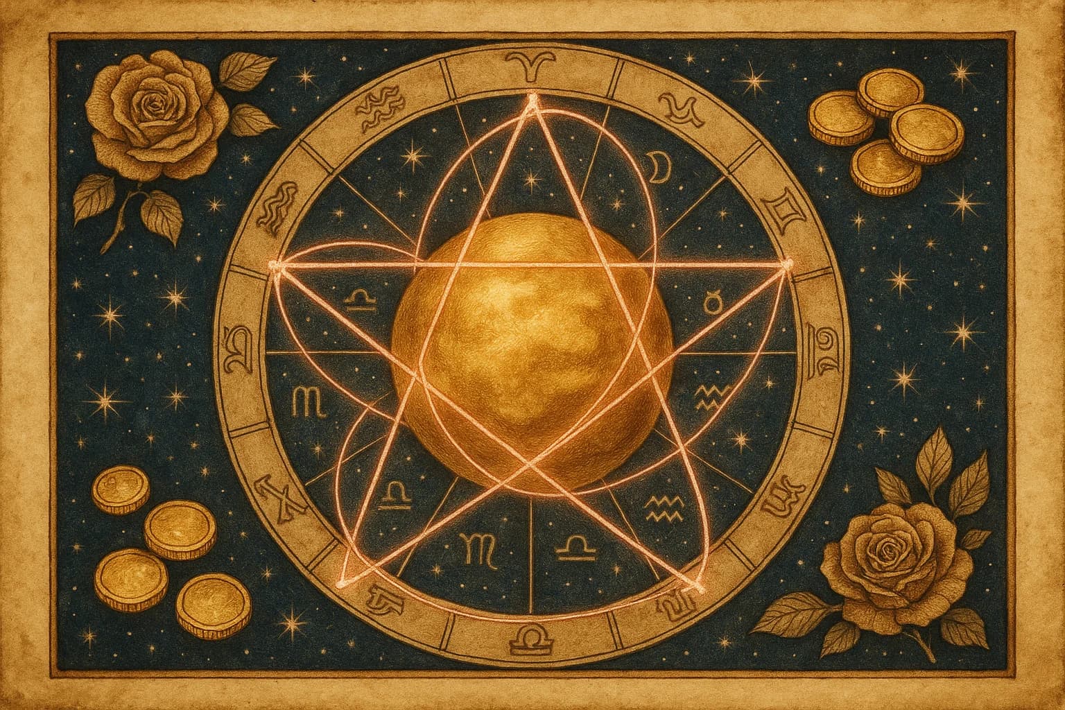 Venus Return chart showing planetary alignments for love and financial timing